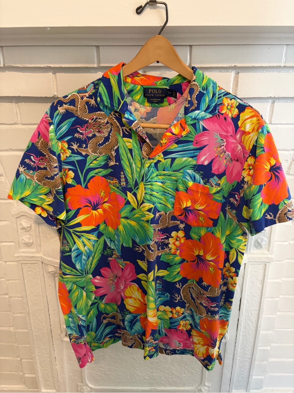 Ralph Lauren Men’s Tropical Floral Button-Down Shirt - Blue, Orange, Pink, Green